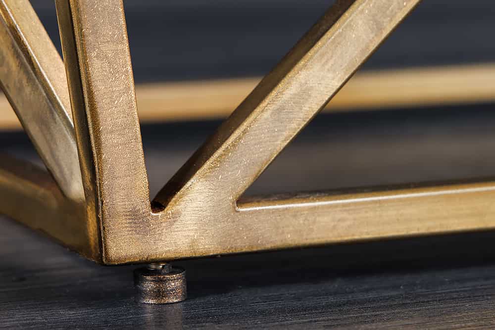 Abstrakter Konsolentisch DIAMOND 120cm natur messing Mangoholz Metallgestell