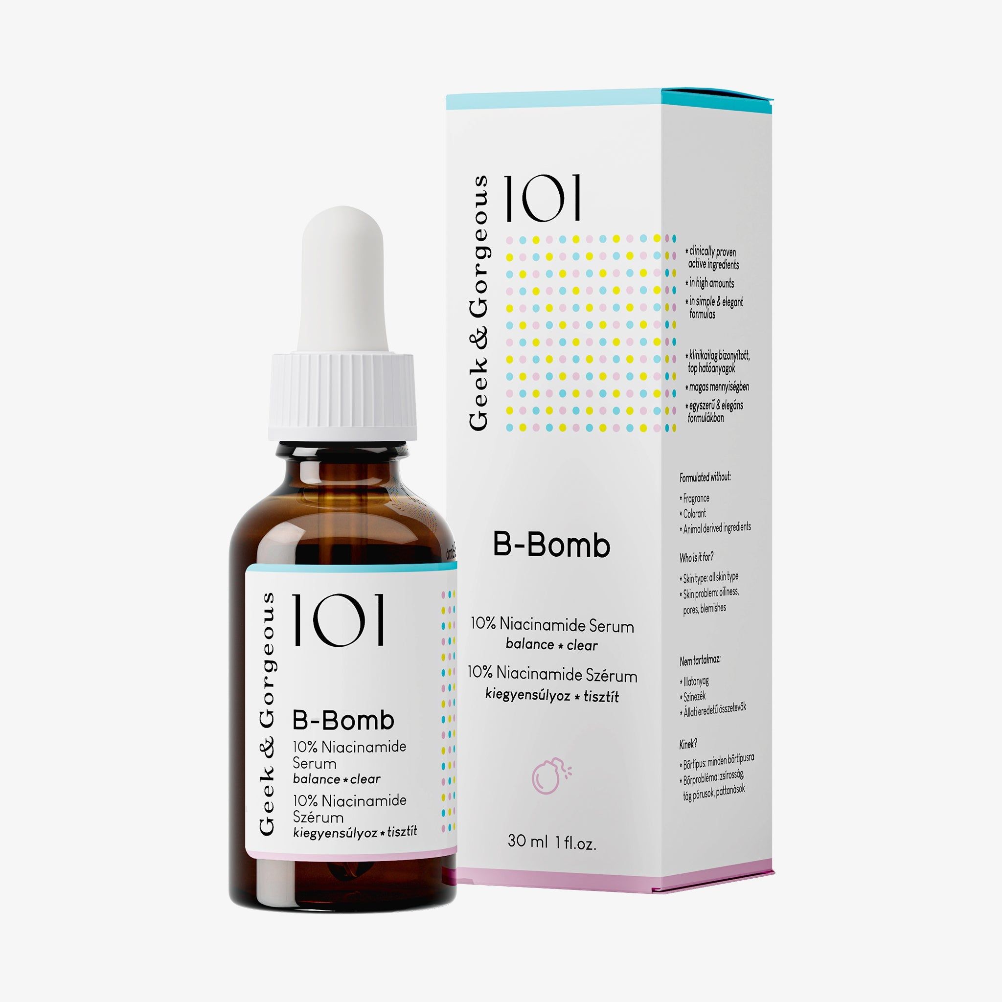 Geek & Gorgeous- B-Bomb B3 Serum mit 10% Niacinamid, gegen Vergrößerte Poren und Unreinheiten, 30 ml