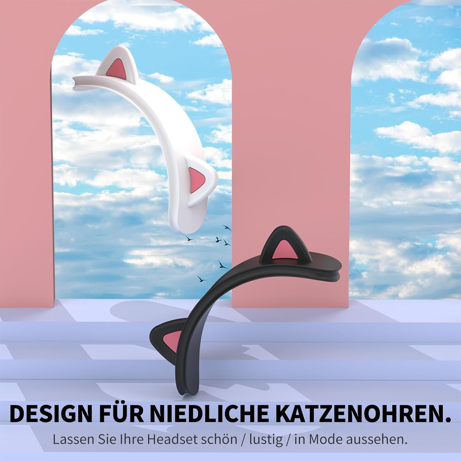 AirPods Max (2024) / AirPods Max Silikon Aufsatz mit Katzenohren Design - Weiss