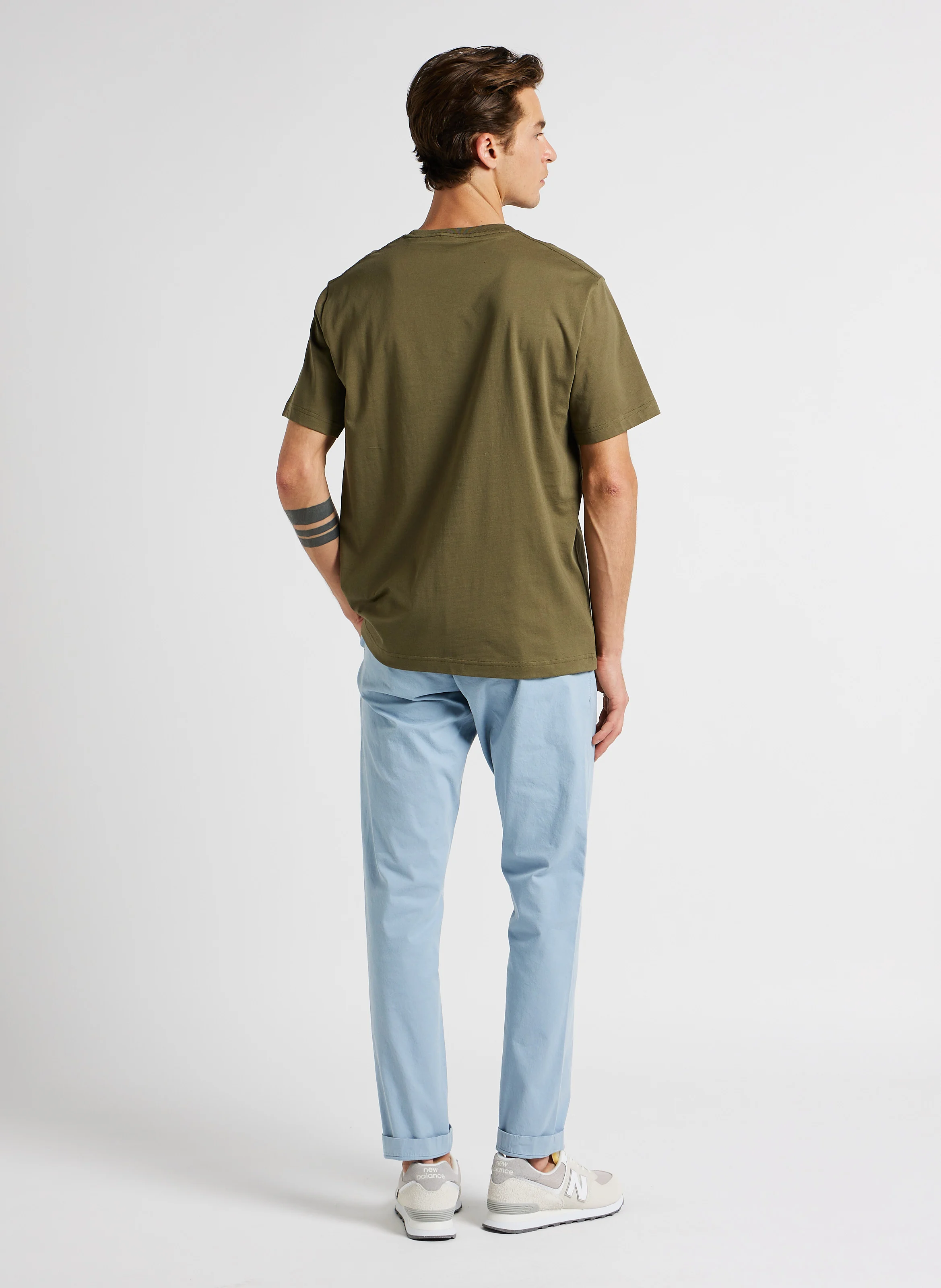 Tee-shirt col rond droit en coton | Vert