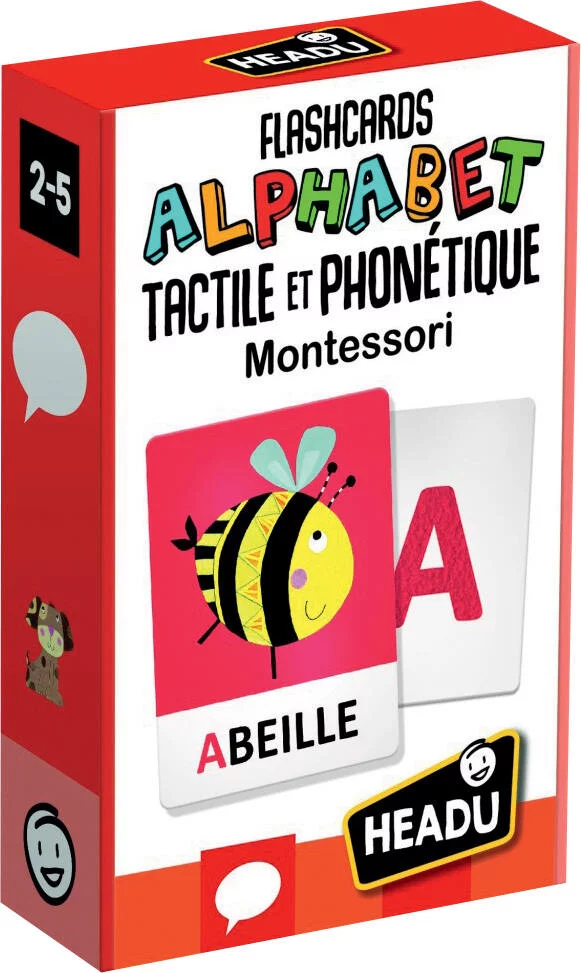 MONTESSORI - FLASHCARDS ALPHABET TACTILE ET PHONETIQUE 2-5 ANS