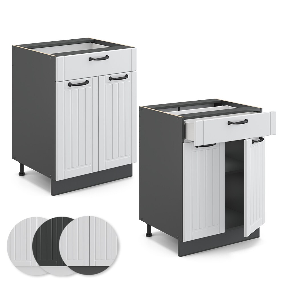 Vicco Schubunterschrank 60 cm FAME Line Küchenschrank Küchenzeile Landhaus Weiß Anthrazit
