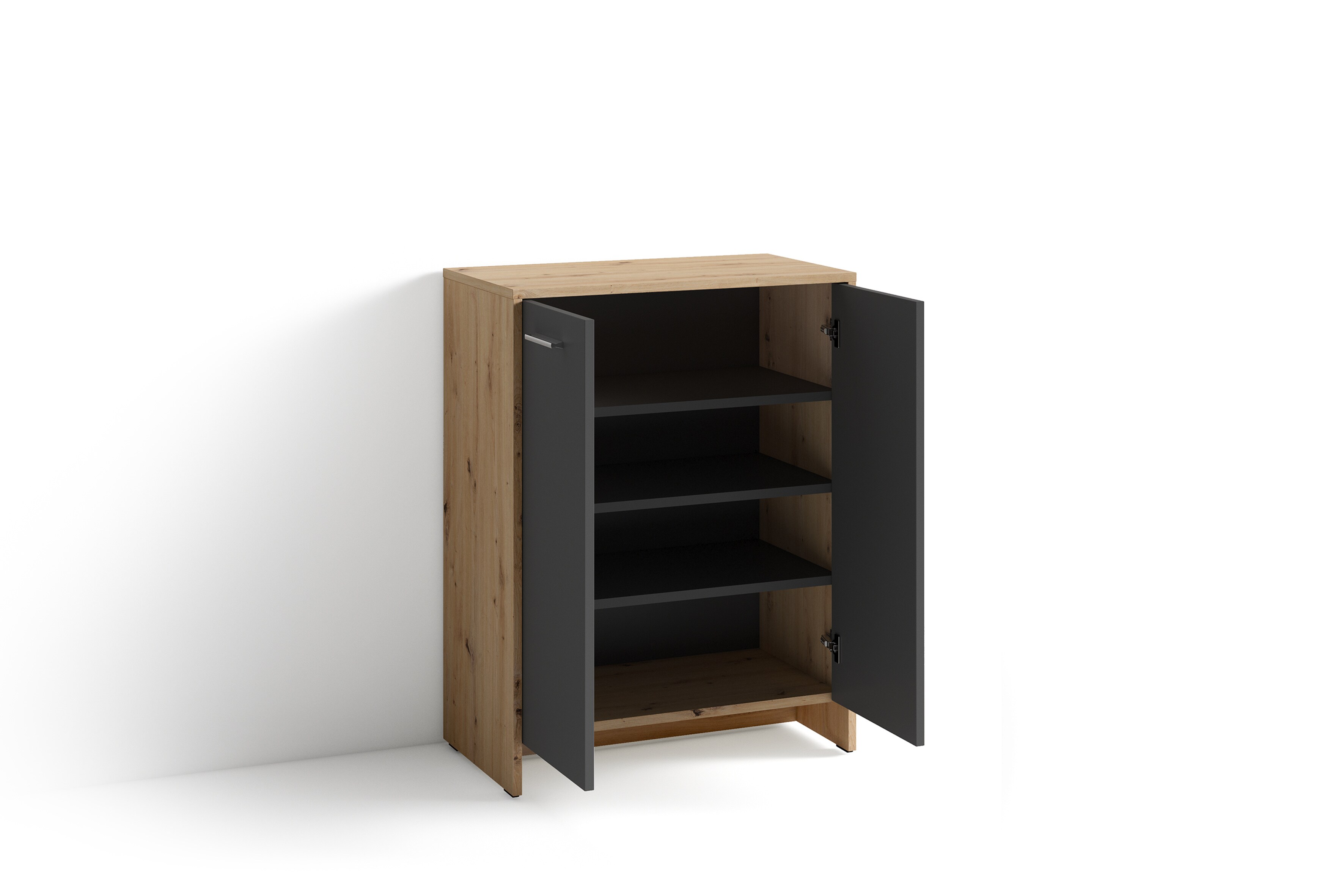 byLIVING Schuhschrank BEN, Breite 63 cm, Artisan Eiche (Eiche-Optik)/anthrazit