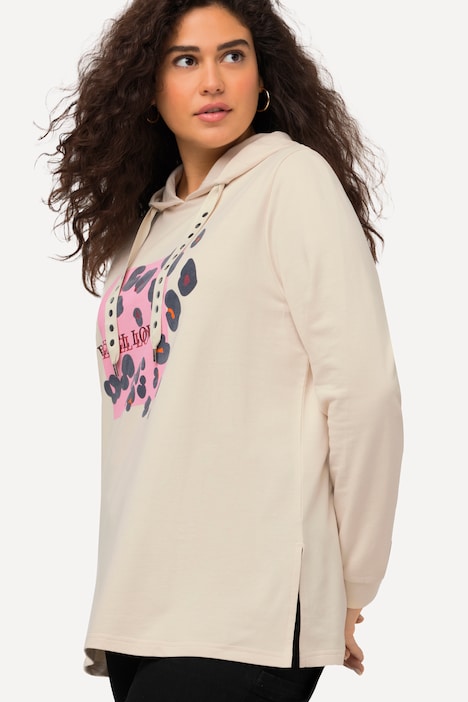 Hoodie, Animalmuster, Ziernieten, Langarm, Kapuzenshirt