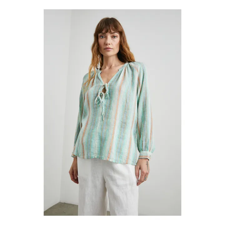 Rails Blouse Brielle Rayures Lin | Vert d'eau