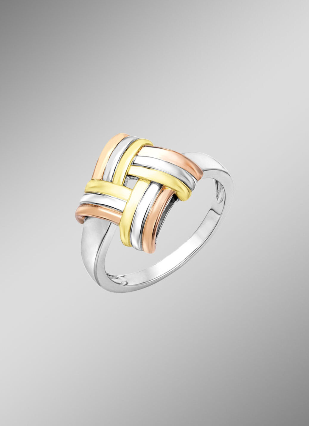 Modischer Knoten-Damenring in Tricolor