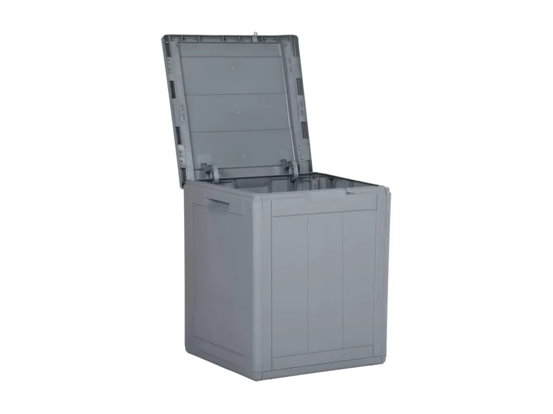 Boîte de rangement de jardin 90 L Gris PP Rotin