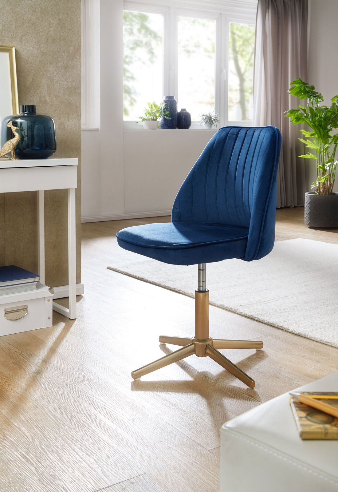 Drehstuhl Farsund blau/gold