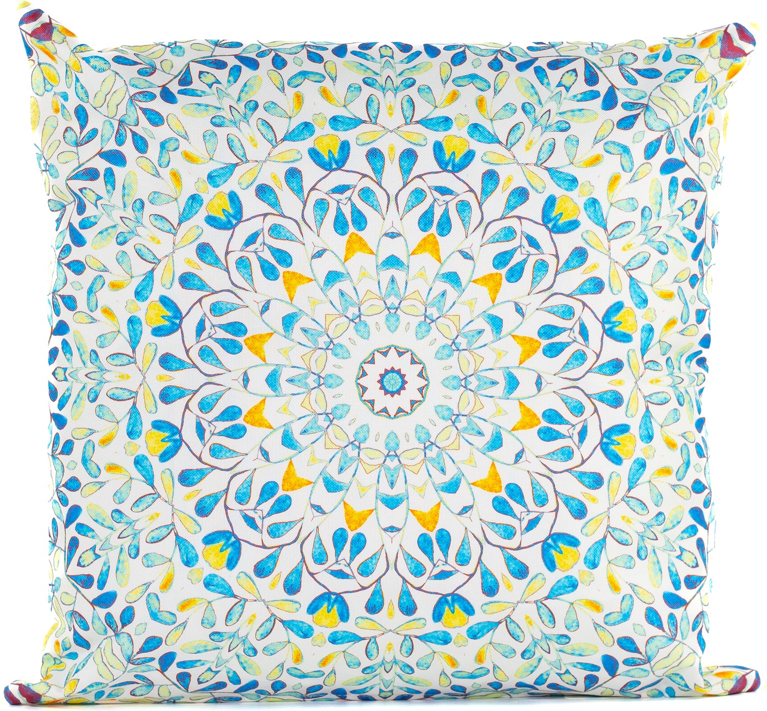 Sierkussen mandala blauw / geel / groen 45 x 45 cm