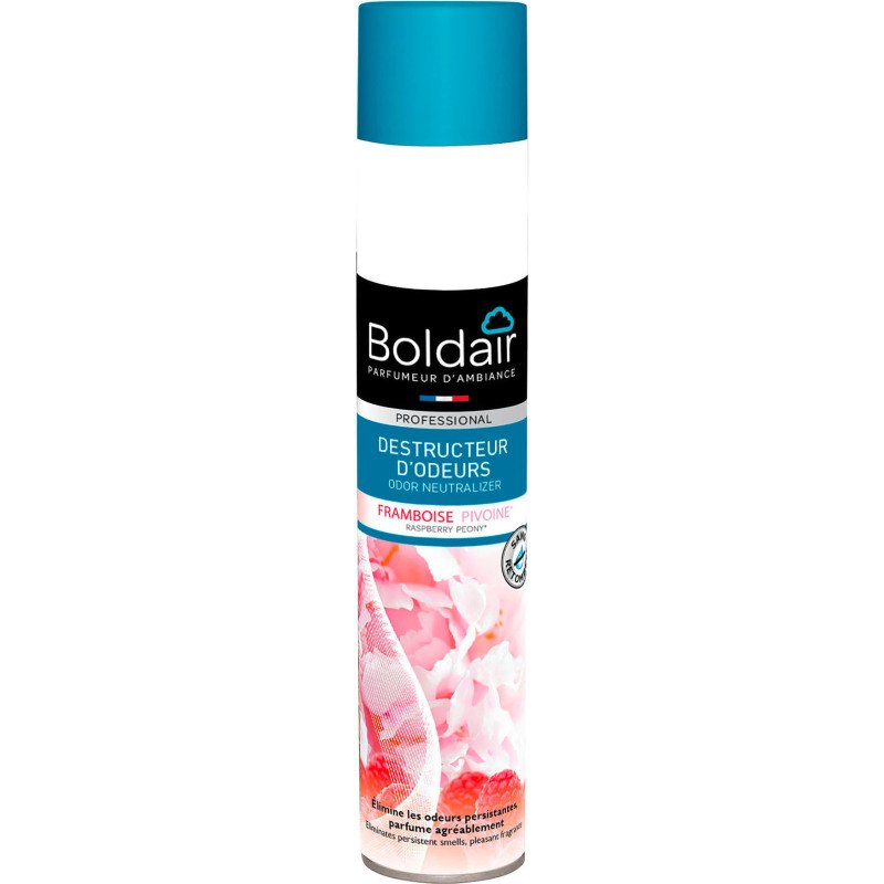 Désodorisant destructeur d'odeurs parfumant Boldair Framboise Pivoine - Aérosol 500 ml