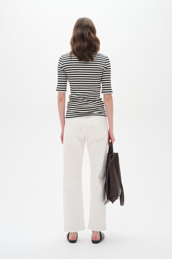 InWear DagnaIW Striped V T-Shirt Black / whisper white
