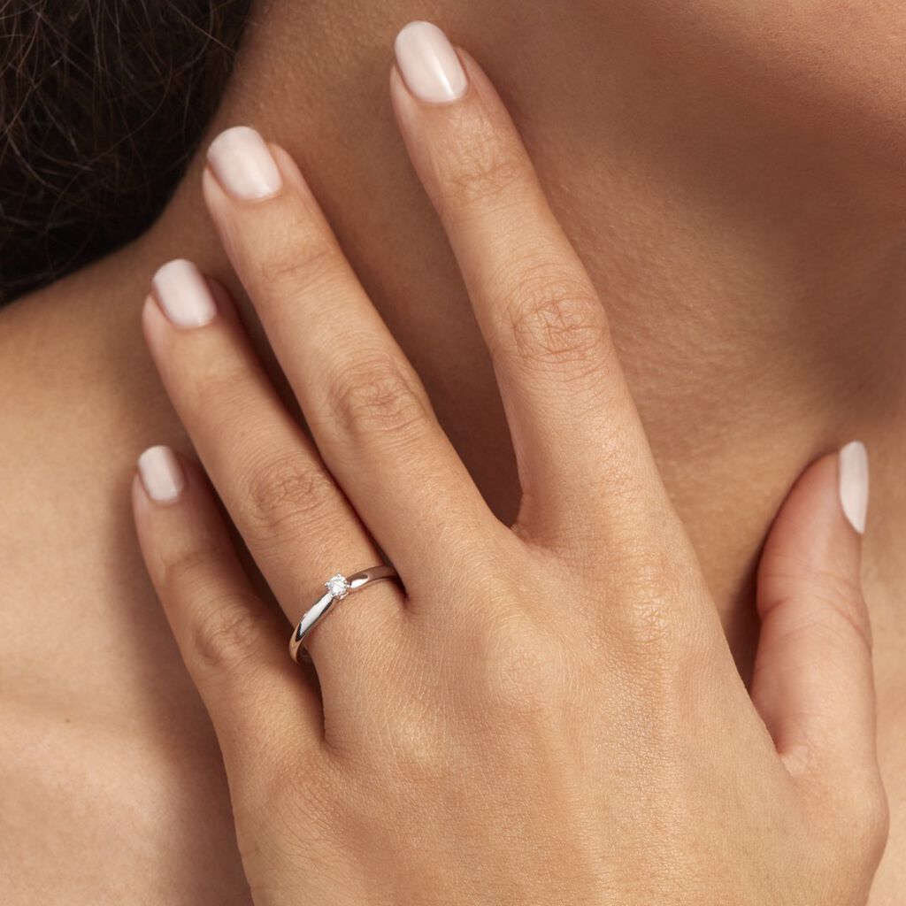 Bague Solitaire Flora Or Blanc Diamant