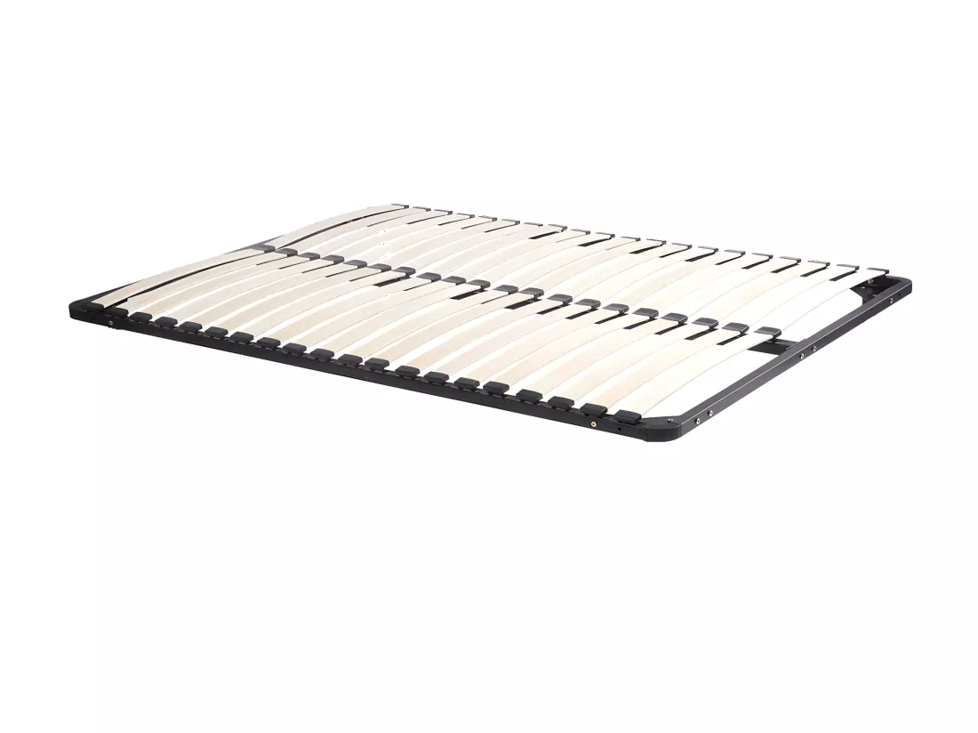 Lit 120 x 190/200 cm avec rangements - Blanc et naturel + Sommier + Matelas - KINSELIA