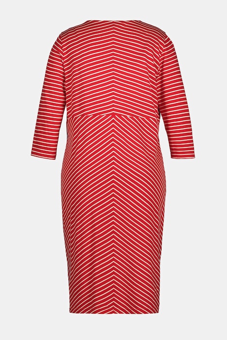 Bellieva-Sweatkleid, Streifen, Rundhals, 3/4-Arm, GOTS
