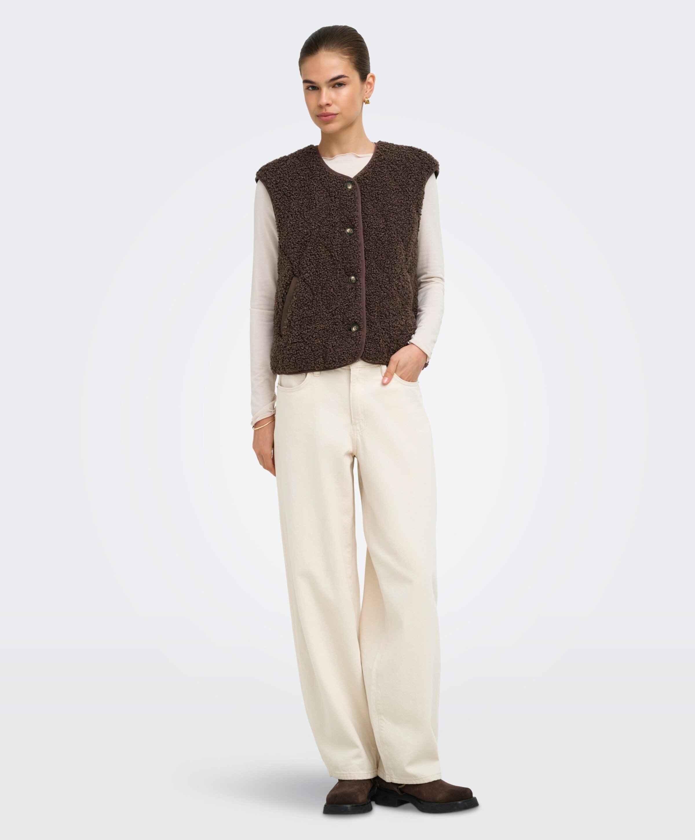 Only Dames gilet bruin