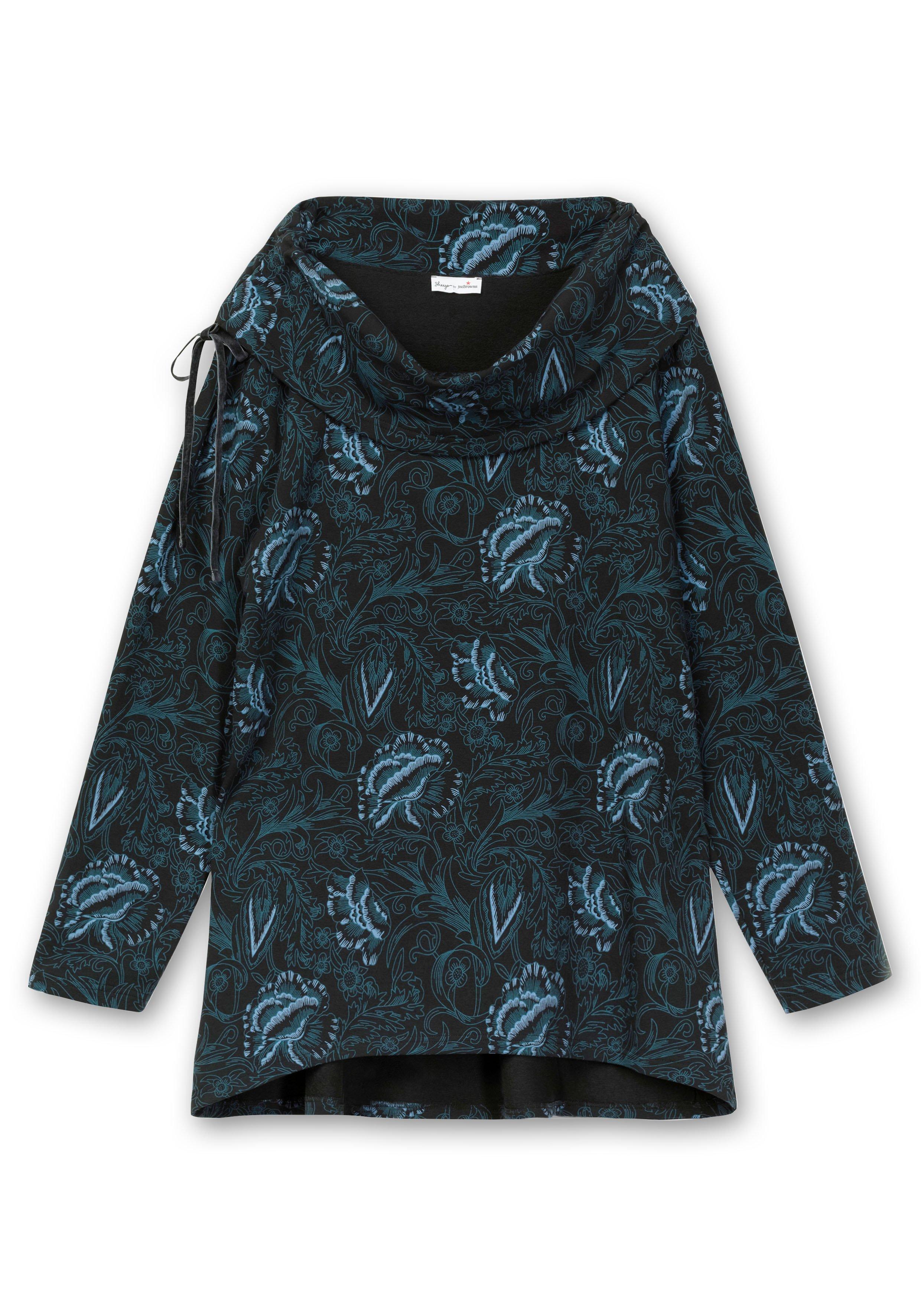 Sweatshirt in Longform mit weitem Kragen