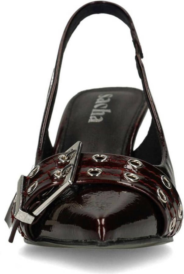 Sacha Dames Burgundy buckle slingbacks