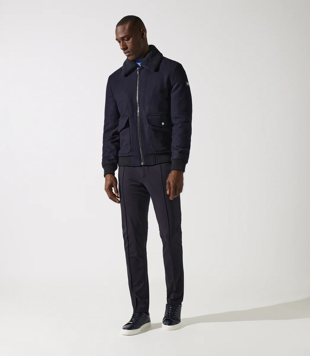 Blouson en laine col sherpa marine MATHIAS
