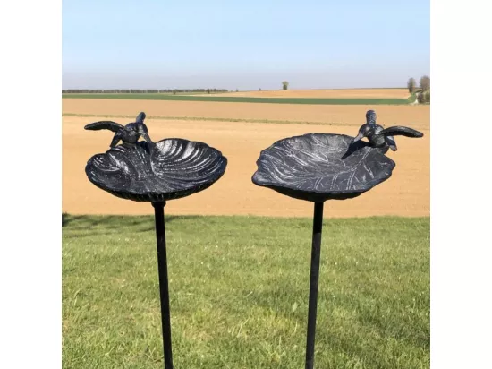 Bain d'oiseaux en fonte gris 15 x 100 cm