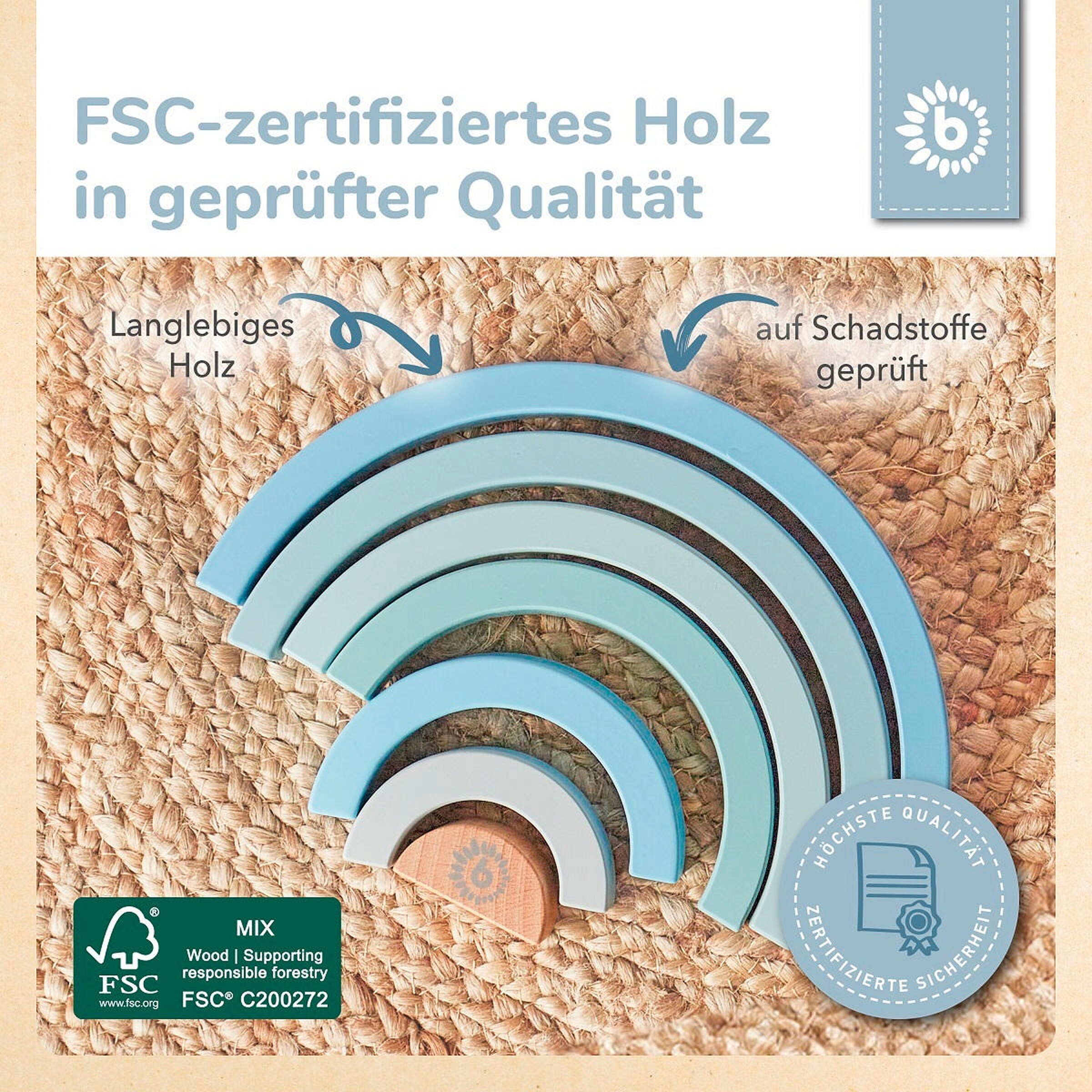 Bieco Regenbogen aus Holz - ab 12 Monate Blau