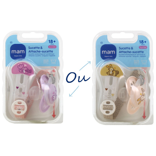 MAM kit sucette anatomique +18 mois et attache sucette
