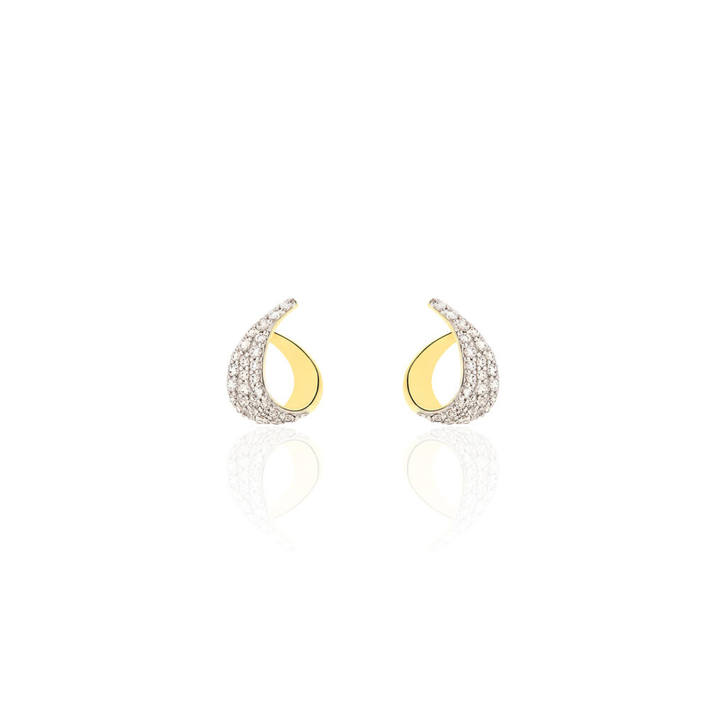 Boucles D'oreilles Puces Boucle D'or Or Jaune Oxyde De Zirconium