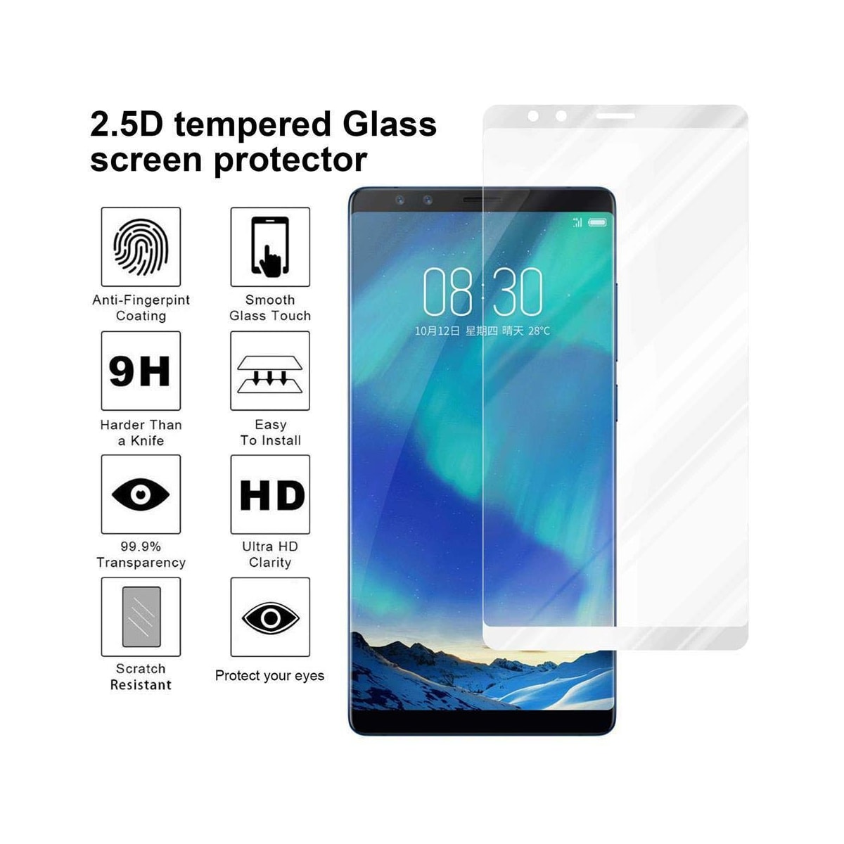 ZTE Nubia Z17S Skjermbeskytter Skärmskydd (hvit)