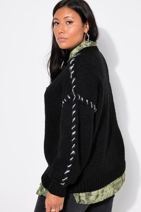 Pullover, oversized, Colornähte, Langarm