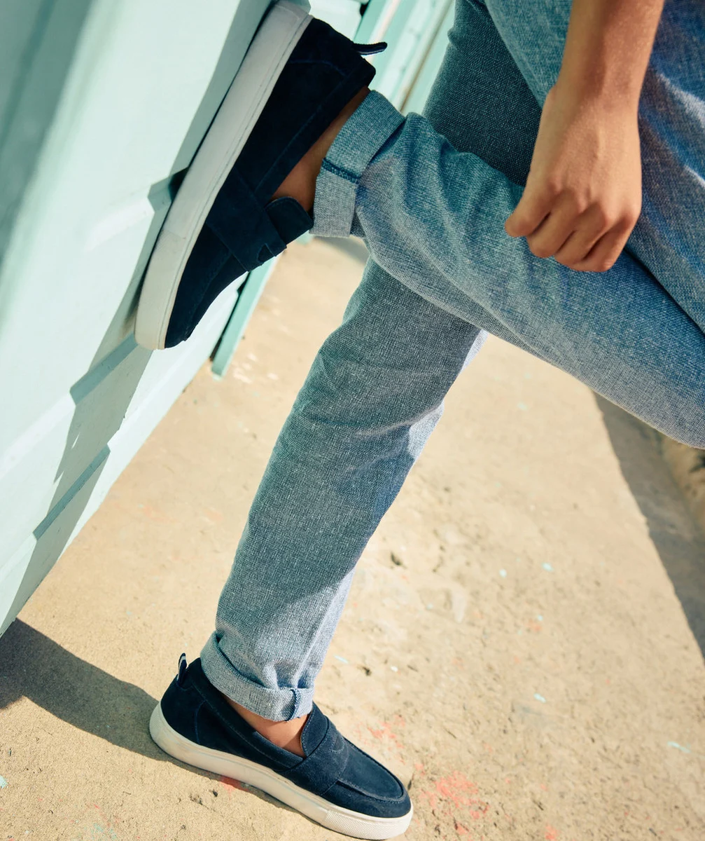 chaussures garçon en cuir bleu marine