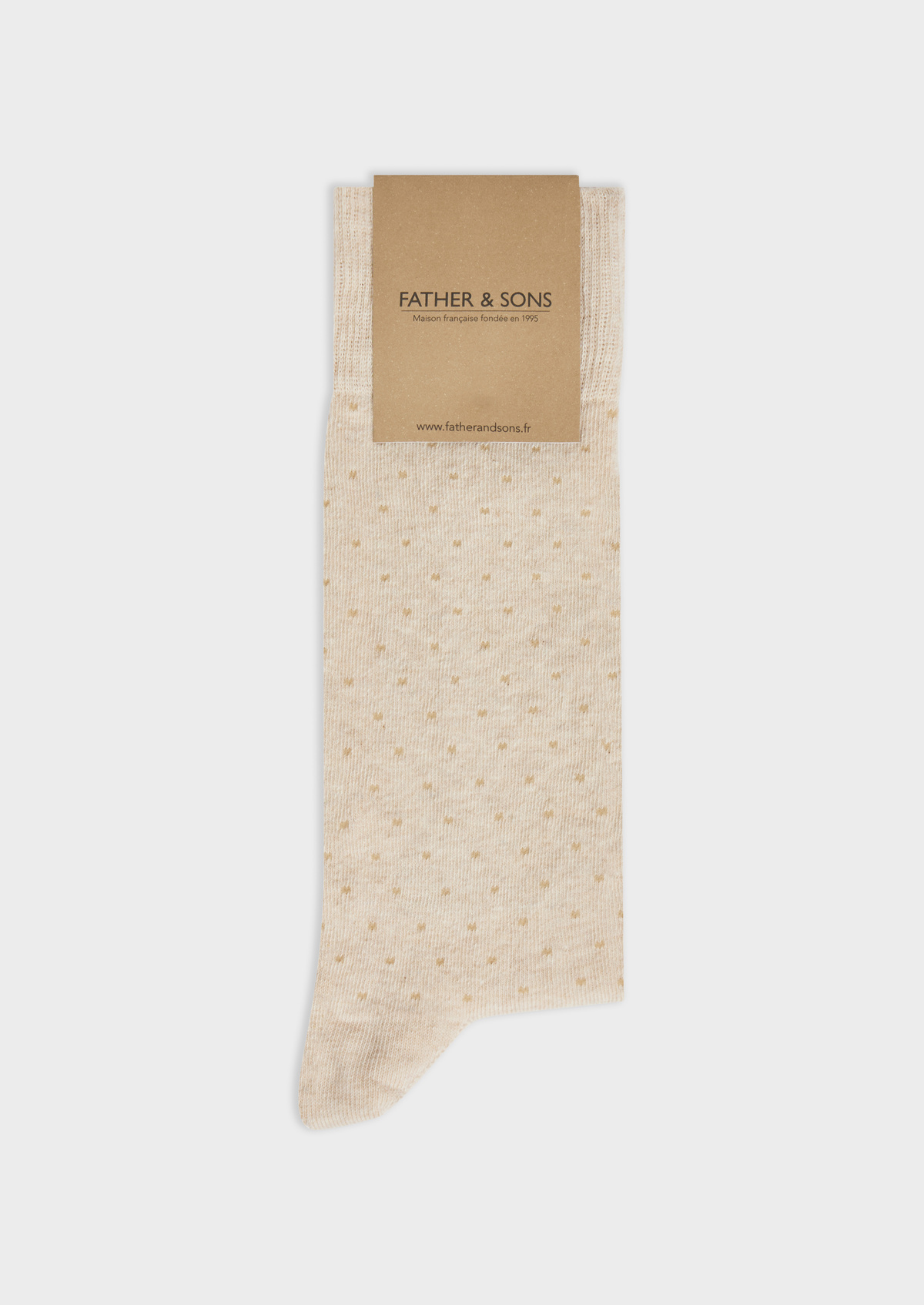 Chaussettes en coton bio mélangé beige à pois camel