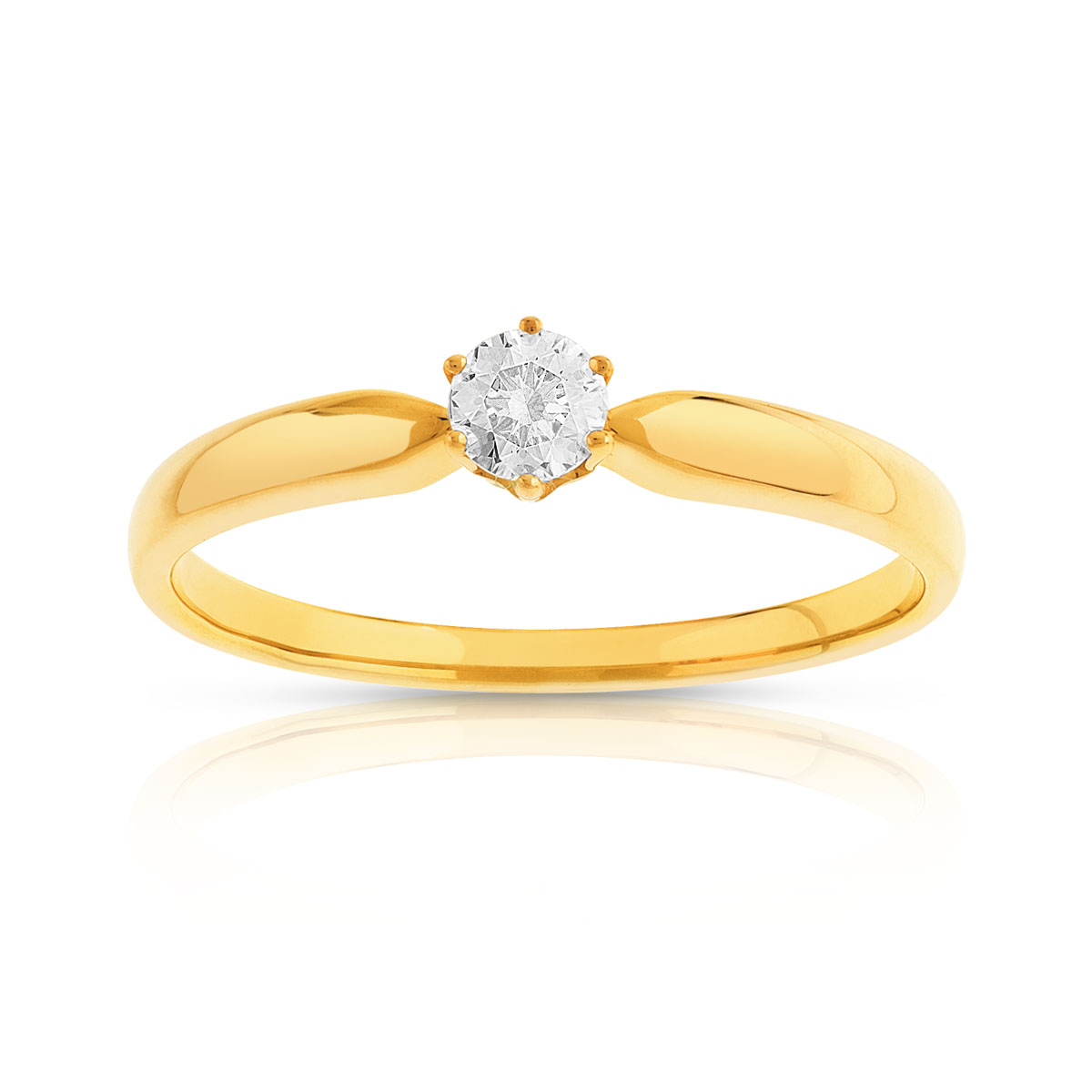 Bague solitaire or 750 diamant synthétique 0.15 carat