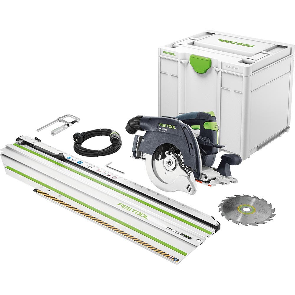 Serra circular FESTOOL HK 55 de 160 mm em Systainer com trilho transversal de 420 mm 576132