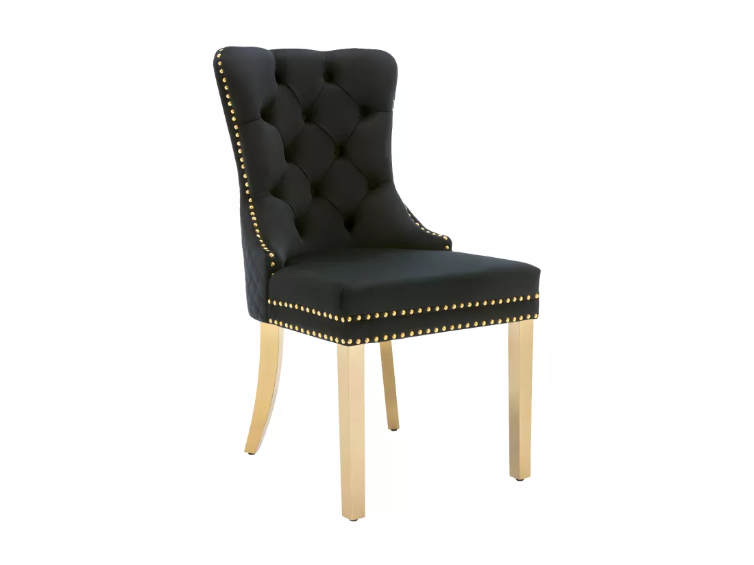 Lot de 4 chaises en velours avec pieds métallique - Noir