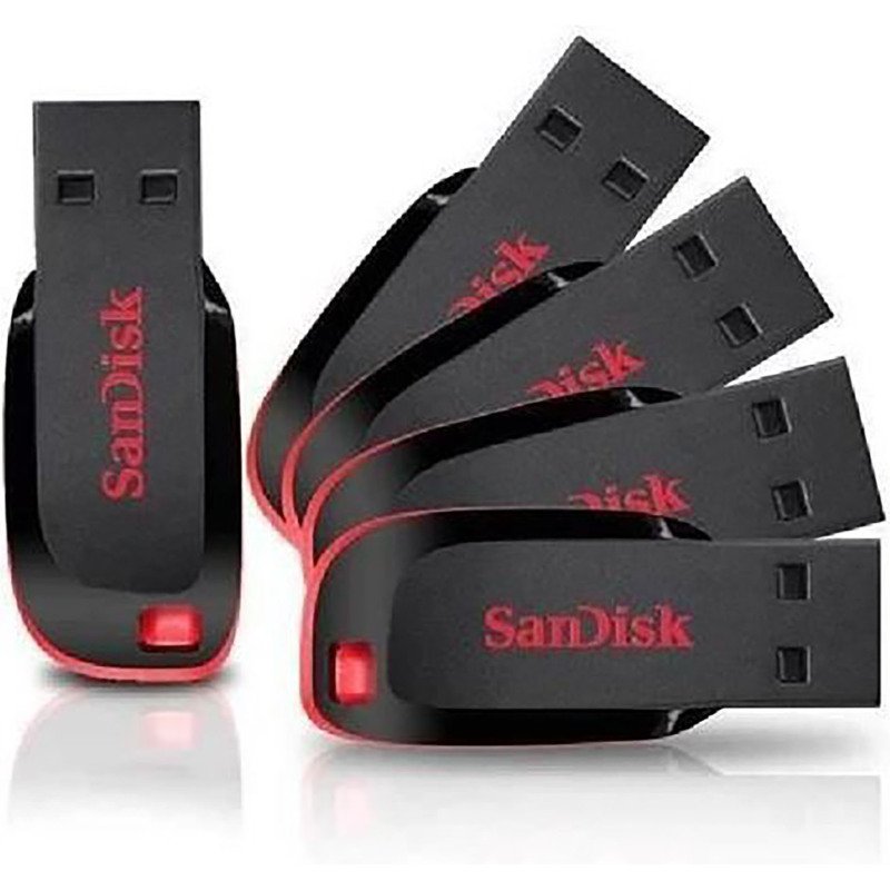 Sandisk pack de 5 clés USB Cruzer Blade 16 Go Usb 2.0 (USB-A) noir/rouge