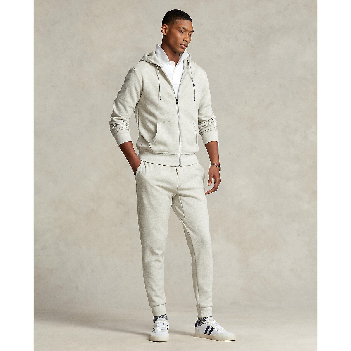 POLO RALPH LAUREN<br>Suéter de algodão com zíper e logotipo bordado