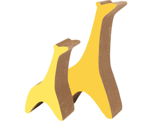 Catit Zoo Scratcher krabplank, Giraf XL, geribbelde krabplank in diervorm, ca. 40 x 22 x 75 cm, geel, bruin karton