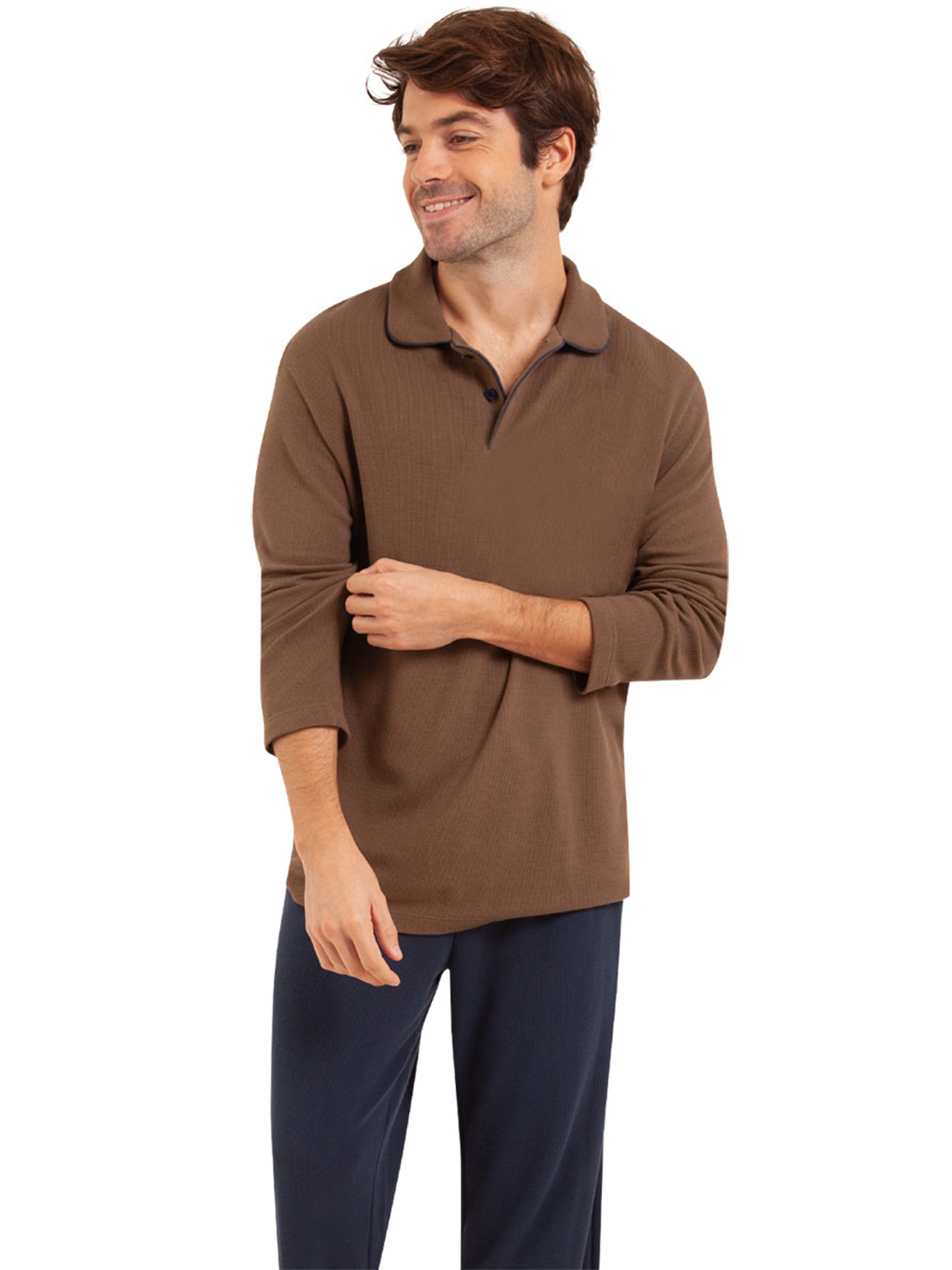 Pyjama col T coton et modal