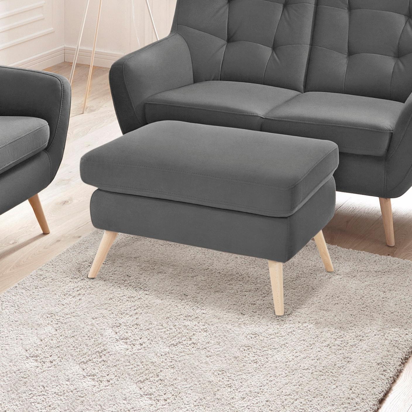 exxpo - sofa fashion Hocker »Scandi bequem und elegant mit hohem Holzfuss« bequem und elegant mit hohem Holzfuss