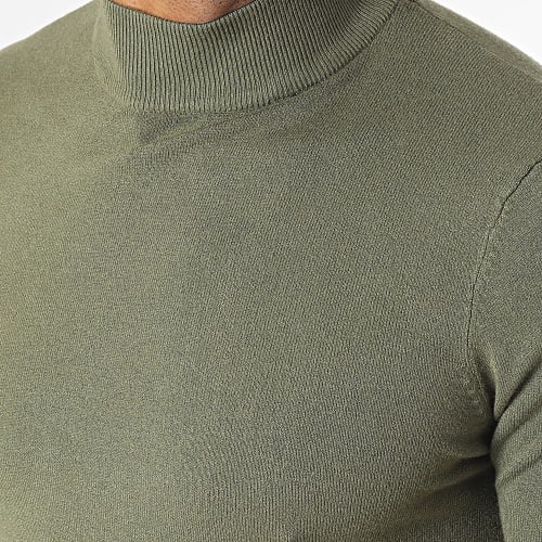 Pull Col Cheminée Vert Kaki