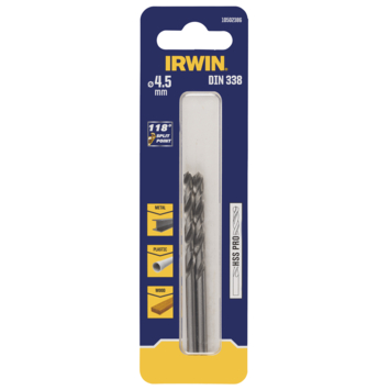 Irwin metaalboor HSS PRO 4,5 mm 2 stuks