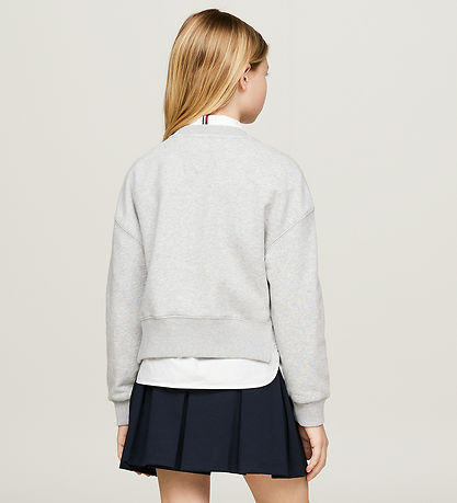 Tommy Hilfiger Bluse - NY EmbroideRød - Light Grey Heather