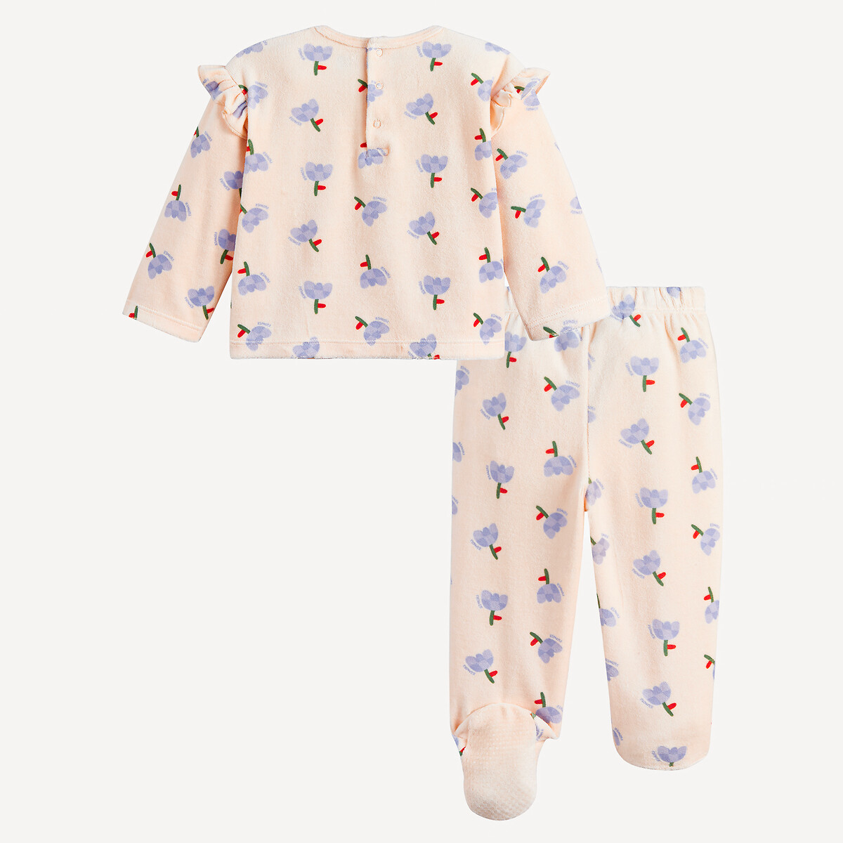 COLEÇÃO LA REDOUTE<br>Pijama de veludo de duas peças, estampa floral