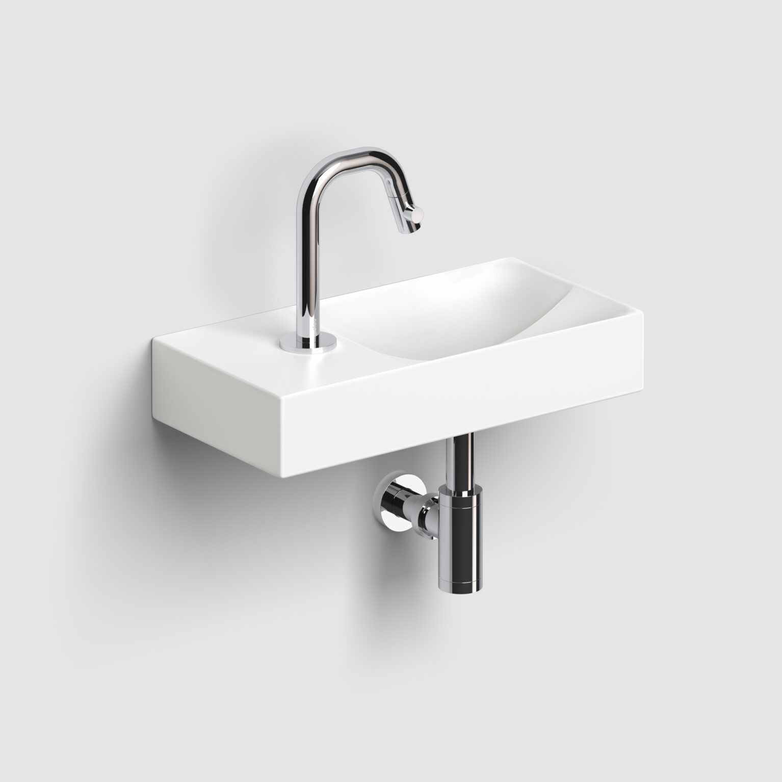 Clou Vale keramische fontein 38cm met kraangat links wit mat