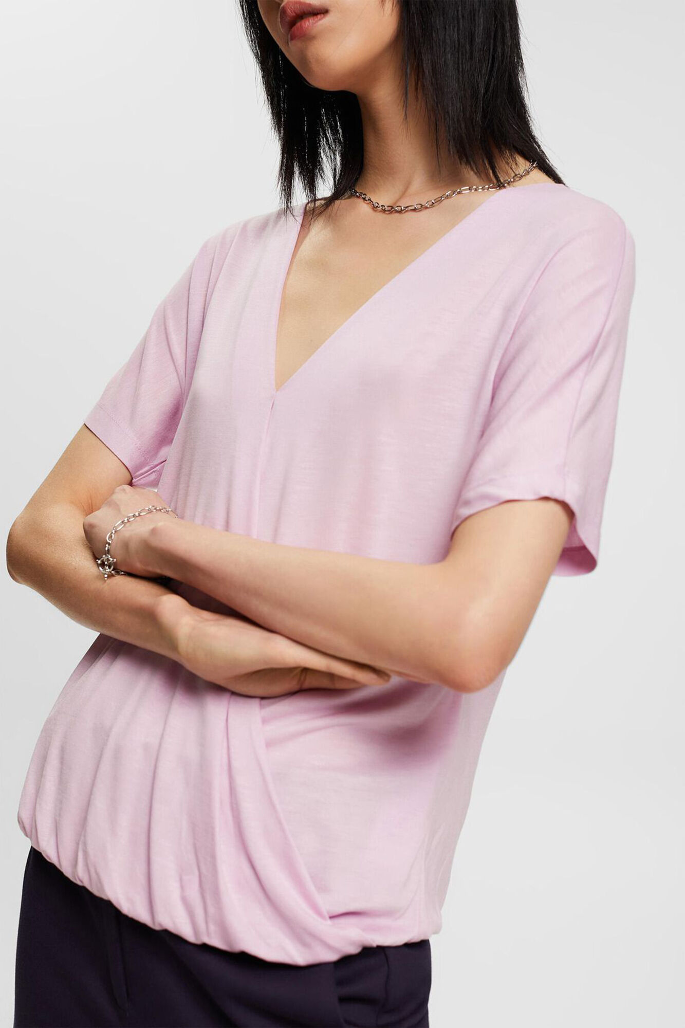 Camisa com efeito cruzado e tecnologia TENCEL™ - Lilás