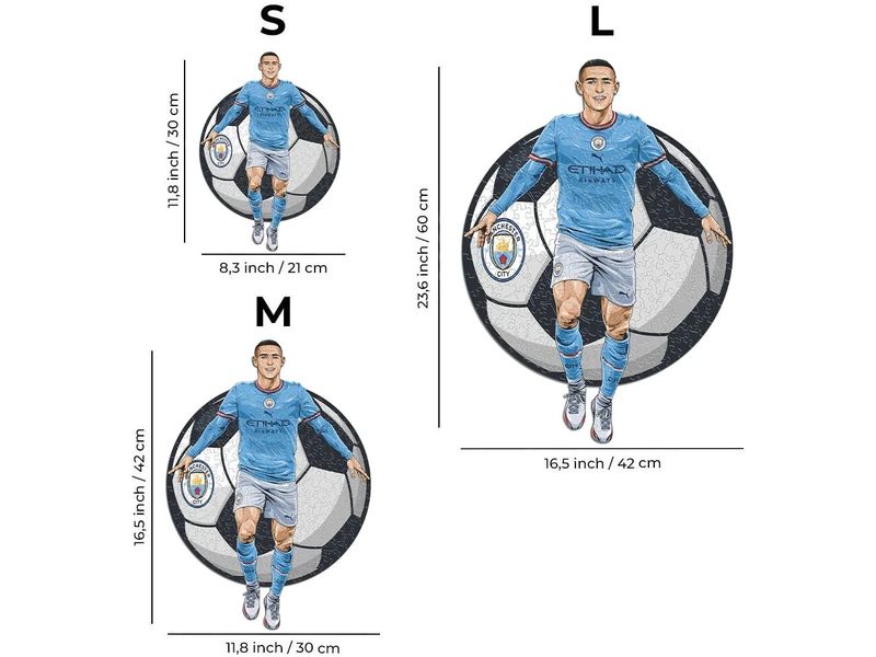 Iconic Puzzle Man City FC – Phil Foden Offizielles Holzpuzzle, Grösse M