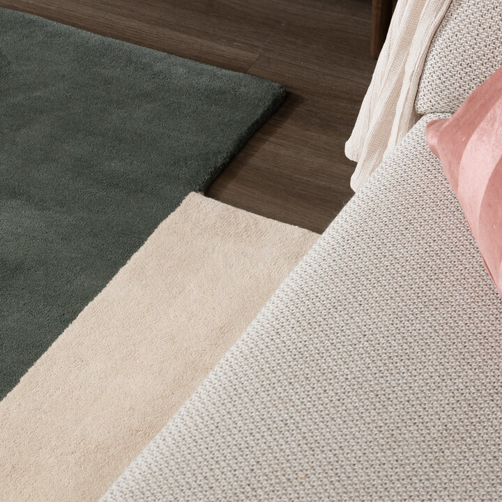 Wollen abstract vloerkleed - Jules Creme/Groen
