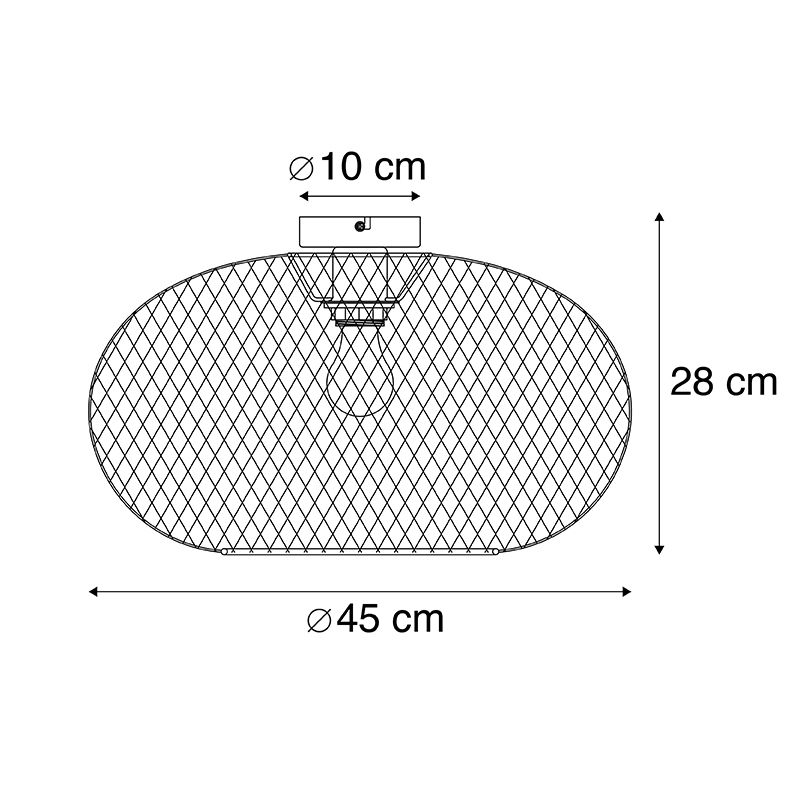 Moderne plafondlamp zwart 45 cm - Mesh Ball