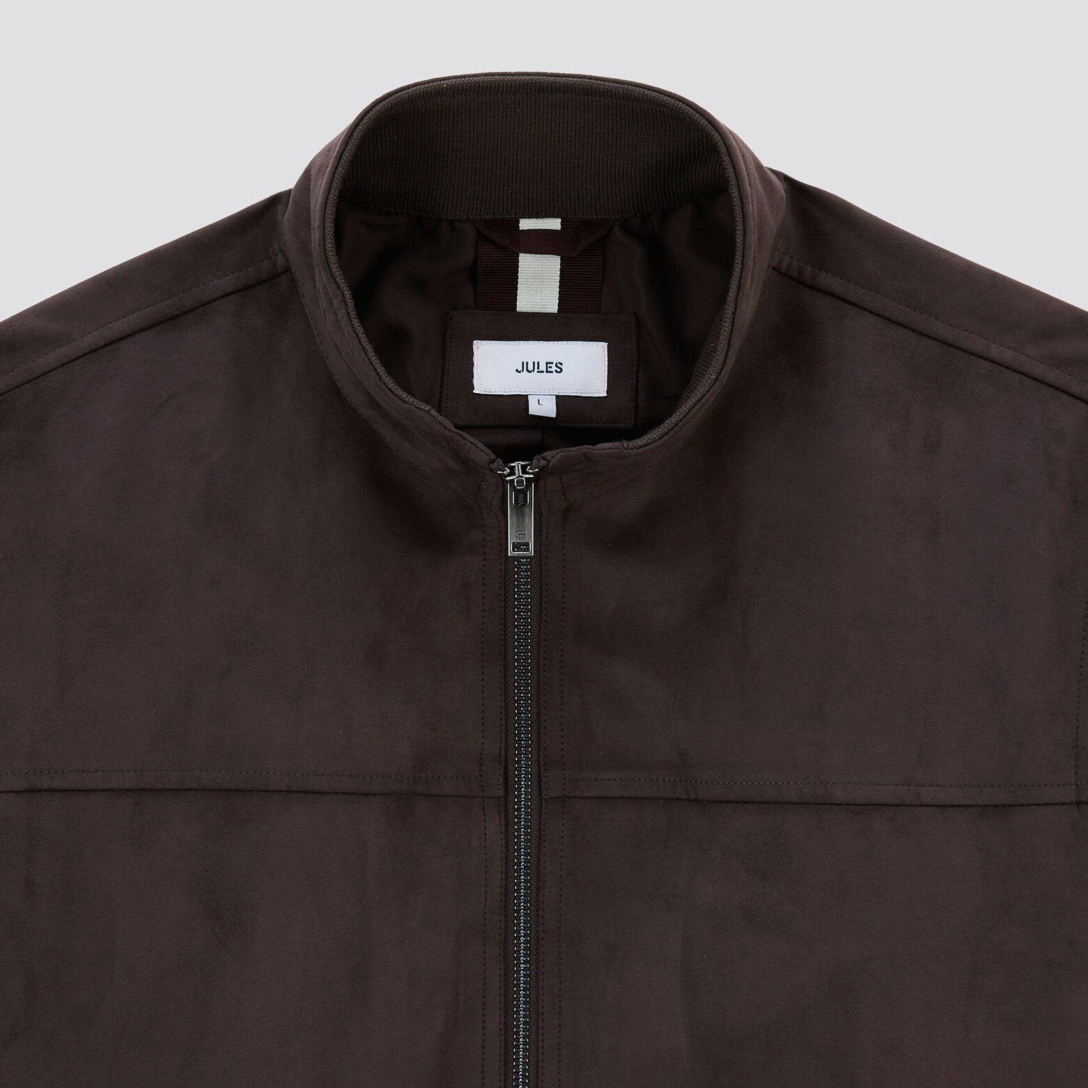 Blouson col montant aspect velours Marron