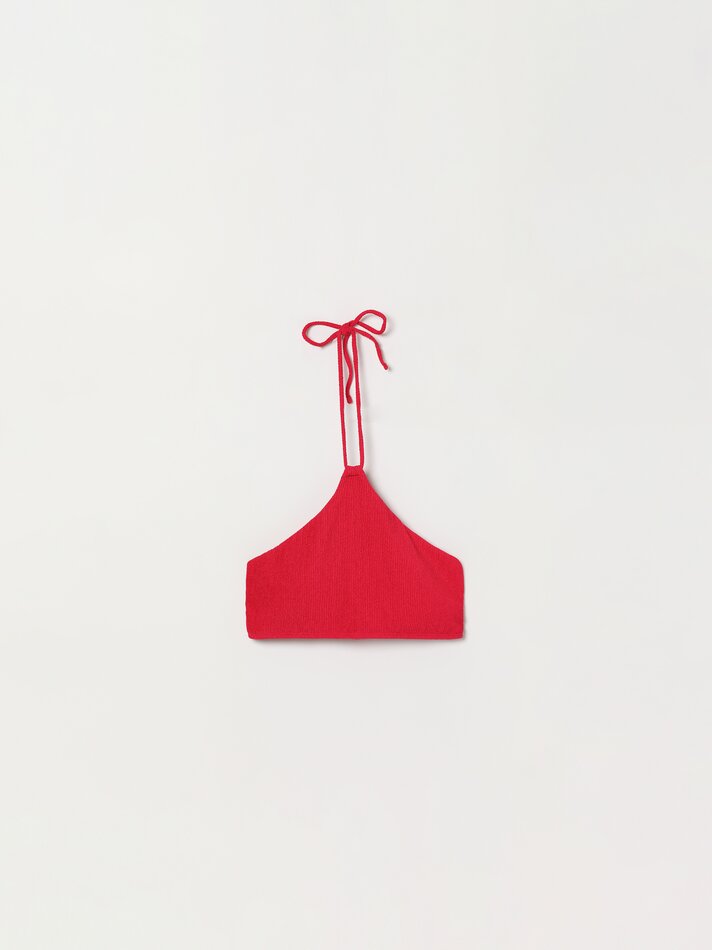 Top de biquíni texturizado - Vermelho