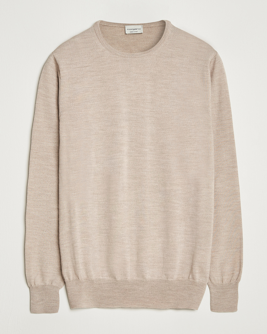 Morgano Extra Fine Merino Wool Crewneck Beige